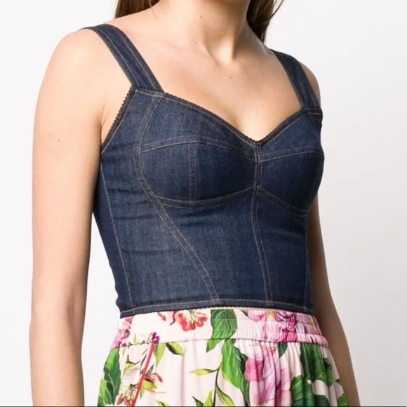 Dolce and Gabbana cropped denim corset top - Picture 5 of 8